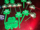 19 Vtg St Patricks Day Easter Cupcake Toppers Plastic Picks Shamrock Clover Hats