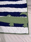Pottery Barn Kids Alligator Navy Blue White Striped Quilted Crib Quilt 36x49