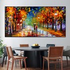 Canvas Wall Art Print Colorful Abstract Rainy Park Couple Landscape Painting