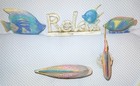 Vintage Hand Carved Wood Tropical Fish Figurine Lot Pier 1 Coastal Beach Decor