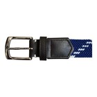 Holderness   Bourne Golf Belt Men Size 40 Blue White Woven Leather Stretch