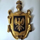 Midcentury Heraldic Wall Plaques Set Of 2 Lion   Eagle Crest Coat Of Arms 19 