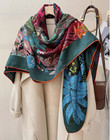 70  Cashmere 30  Silk Bandana Scarf 53   Garden Print Shawl Neckerchief Wrap New