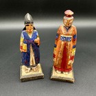 Asian Carved Hand Painted Wood Korean Folk Art Figures Set Of 2