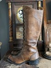 Bort Carleton Vintage Leather Knee High Lace Up Boots Size 5 Campus Style Brazil
