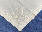 3 Vintage Monogram H Hankies Floral Madeira Linen White Gold Lot