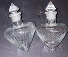 Lot Of 2 Vtg Cut Glass Perfume Bottles Decanters W  Stopper Vanity Decor Empty