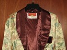 Vintage 60s Oriental Brand Chinese Made Satin Brocade Short Smoking Jacket Sz 48