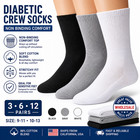 Mens Premium Diabetic Crew Socks Non Binding Stretchy Cotton 3 6 12 Pairs Soft
