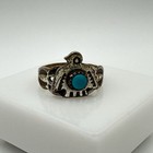 Old Pawn 925 Sterling Silver Turquoise Thunderbird Baby Toddler Child Ring Sz 1