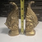 Pair Of Vtg Cast Brass Gold Tone Metal Ornate Acanthus Leaf   Scroll Bookends
