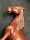 Old Vintage Hand Carved Asian Art Chinese Wood Horse Carving Glass Eyes Statue