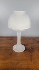 Vintage Frosted Satin Glass Fairy Lamp Candle Holder With Scalloped Edges