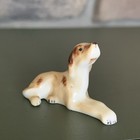 Vintage English Pointer Dog Figurine Bone China Miniature Brown White Laying