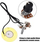 Piezo 50mm Sensitive Transducer Pickup Prewired 6 35mm Output Jack Cigar Box