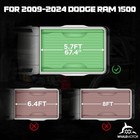 5 7ft Frp Hard Tri-fold Tonneau Cover For 2009-2026 Dodge Ram 1500 Truck Bed