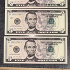 New Uncirculated Five Dollar Bills Series 2021  5 Sequential Bank Notes Lot Of 4