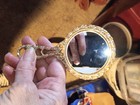 Vintage Ornate Gold-tone Handheld Vanity Hand Mirror Metal   Glass