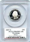    2007-s Wyoming 90  Silver Washington Quarter   Pcgs Pr69dcam State Flag Label