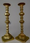 Pair Antique 1700s English Queen Anne Brass Candlesticks Candle Holders 11 70   