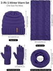 Aneco Winter Warm Knitted Scarf Beanie Hat And Gloves Set Men   Purple 