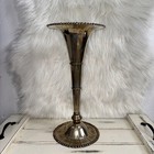 15    Pannelled Vase Gadroon Border Silver Toned Gold Tarnish Trumpet Vase Metal