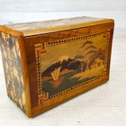 Vintage Japanese Inlay Wood Puzzle Box Mt Fuji Bird Flower Marquetry Japan 6 X 4