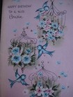 Unused 1960s Vintage Greeting Card Birthday To Cousin Bluebirds W  Birdcages