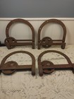 Antique Vintage Horseshoe U Shaped Metal Barn Door Rollers Hangers 2 Pair Sets