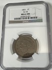 1851 Large Cent N-18 Ngc Ms61 Bn Braided Hair Copper Penny Certified Variety