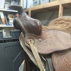15  Western Youth Riding Barrell Saddle Tooled Leather Suede Seat Ralide Tree