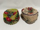 2 Vintage Handmade Embroidered Turkish  Uzbek  Central Asian Beanies Skullcaps
