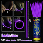 500 Pcs 8  Purple Glow Sticks For Parties  Weddings  Halloween  And Birthdays