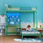 Twin Over Twin Size Bunk Bed  metal Loft Bed With Safety Guardrail And Ladder