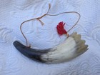 Antique Rare Handmade Cow Horn Hunting Bugle Musical Instrument Inscribed Antom