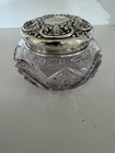 Antique Lead Crystal Turning Purple Vanity Jar With Sterling Silver Lid 925 1000
