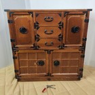 Rare  Locked Chest Of Drawers  Sewing Box  Wooden Box  With Hidden Mechanism  An