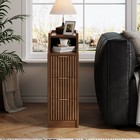 7 8 l Narrow Nightstand  Fluted Slim Bedside Table With 3 Drawers  Set Of 2