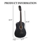 Matte Black 38 Inch Round Acoustic Guitar With Picks Strings Capo Case Tuner