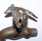 Vintage Brass Bronze Hummingbird Handle Outdoor Spigot Faucet Usa Bird Rare