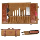 Seido Knives Classic Knife Roll Bag  Heavy Duty Canvas   Leather 18 Knives