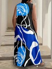 Multicolor Plus Size Abstract Print Maxi Dress Spring Summer 0xl 1xl 2xl 3xl 4xl
