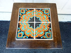 Vintage 40s Mexican Tile Top Wood Table 18x18x18