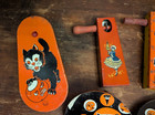 Vintage Lot Of 12 Halloween   Other Creepy Noise Makers Witch  Black Cat  Clown