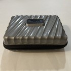 Tumi For Delta Grey Logo Hard Shell Travel Case Zippered Pouch Leather Logo