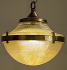 Antique Art Deco Ship Ceiling Light Set Of 2 Brass Glass Vintage Hanging Fixture