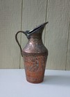 Middle Eastern Handmade Chased Copper Ewer Pitcher Highly Decorated W  Vignettes