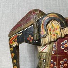 Vintage Wood Elephant Sculpture Hand Carved Figurine Statue Hand Painted