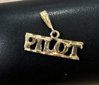 Solid 14k Gold    pilot    Nameplate Pendant Charm  Stamped 14k Genuine Fine Jewelry