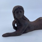 Vintage Cast Iron Mermaid Figurine With Rustic Patina Coastal Nautical Decor